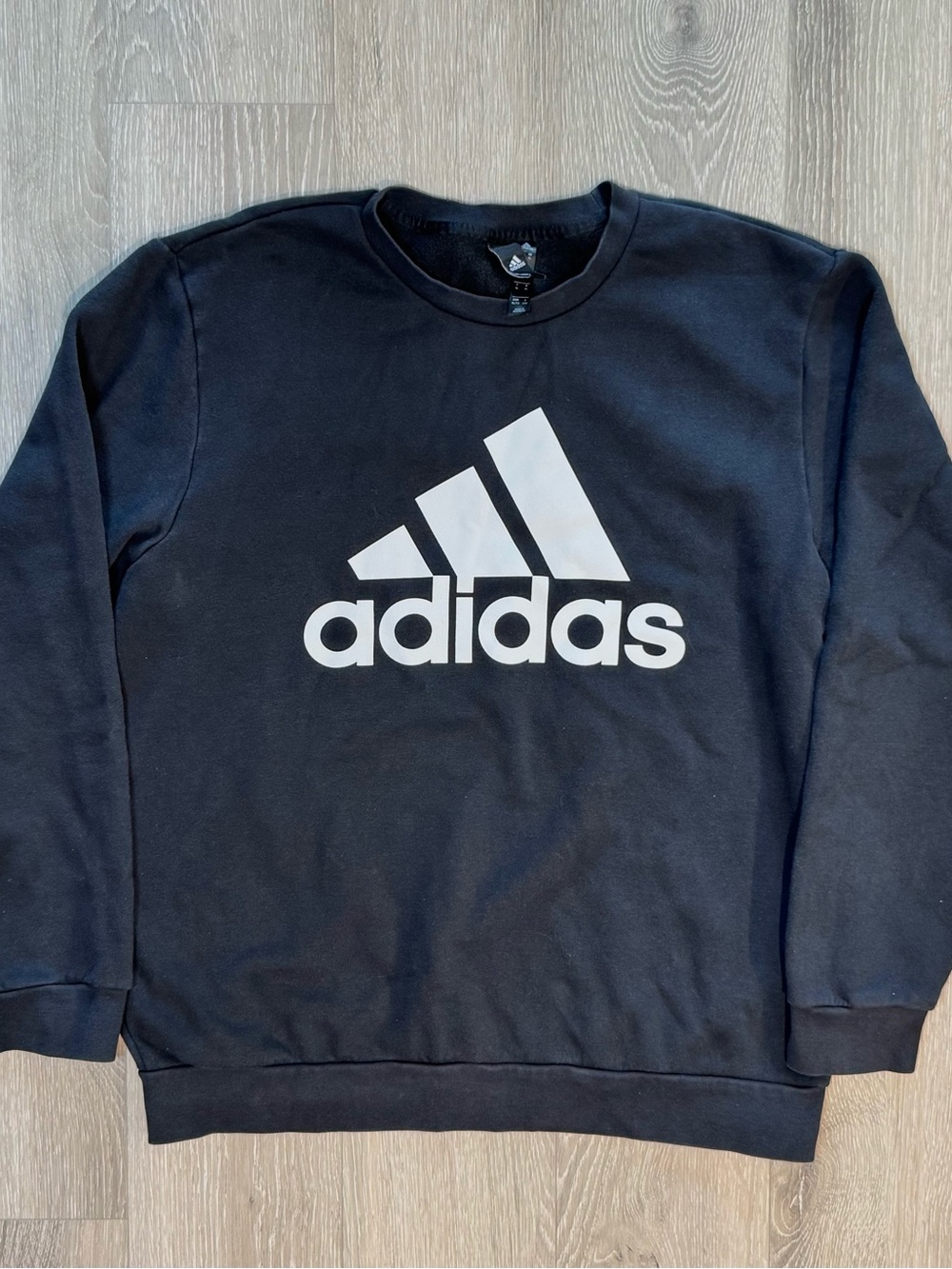 adidas Men’s Essential’s Black Logo Crewneck Sweater - Picture 2 of 6